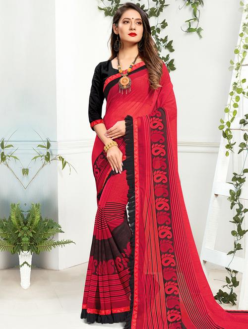 paisley printed saree with blouse - 16847846 - Standard Image - 1