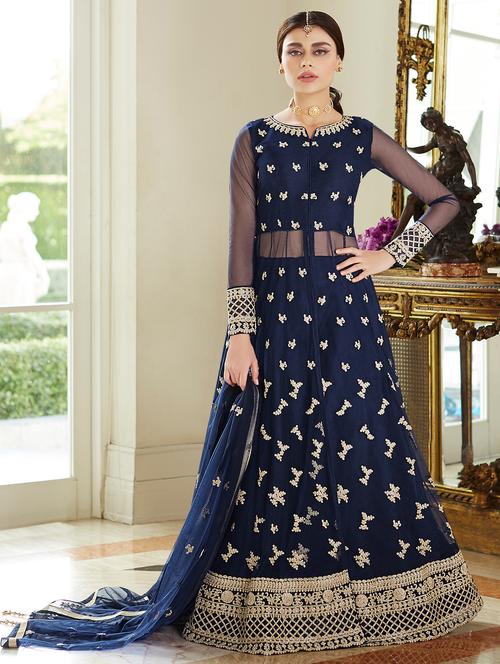 embroidered semi-stitched suit - 16864976 - Standard Image - 1
