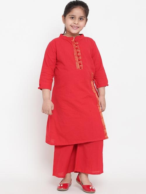 red cotton suit set - 16866394 - Standard Image - 1