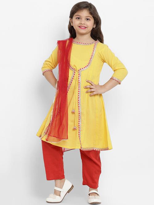 yellow cotton suit set - 16866407 - Standard Image - 1