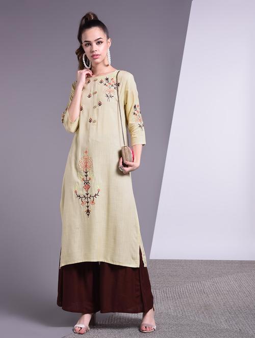 embroidered straight kurta - 16883729 - Standard Image - 1