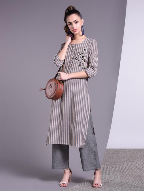 striped straight kurta - 16883732 - Very Small Image - 1