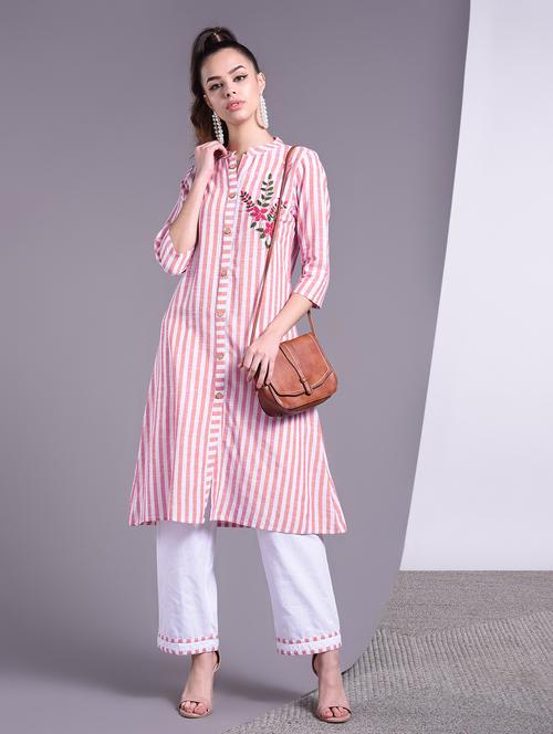 striped a-line kurta - 16883734 - Standard Image - 1