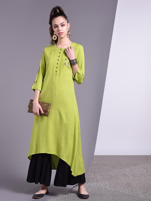 solid high-low kurta - 16883738 - Very Small Image - 1
