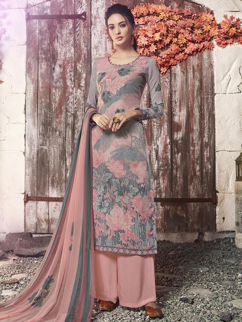 printed unstitched suit - 16886453 - Standard Image - 1