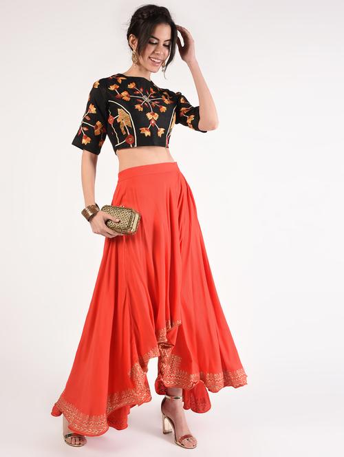 gold print flared palazzo - 16895338 - Standard Image - 1