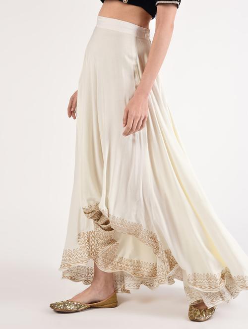 gold print flared palazzo - 16895340 - Standard Image - 1
