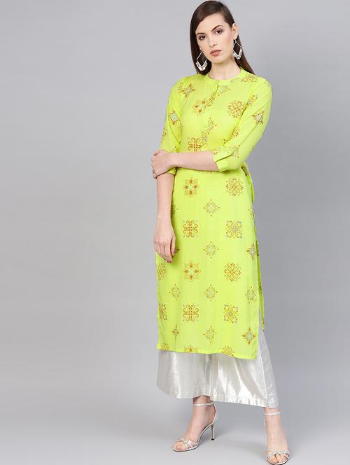 block print straight kurta - 16906400 - Standard Image - 1