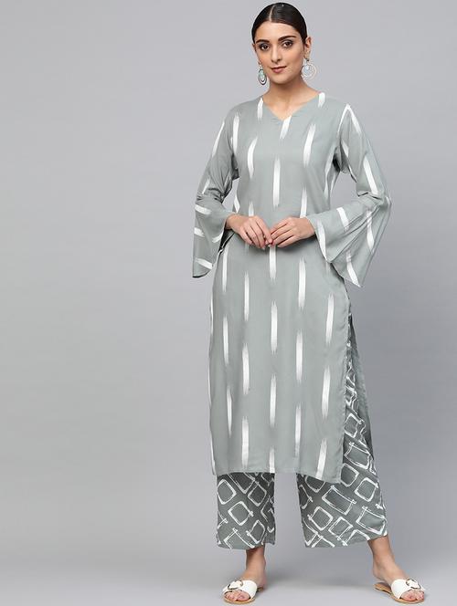 bell sleeves kurta palazzo set - 16906887 - Standard Image - 1
