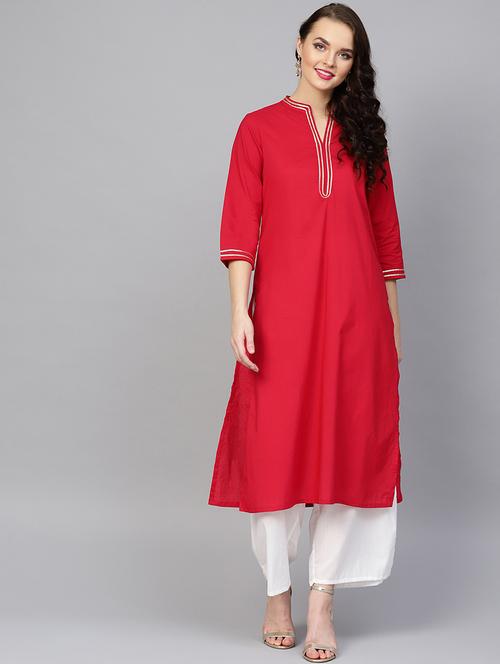 gota work kurta palazzo set - 16909885 - Standard Image - 1
