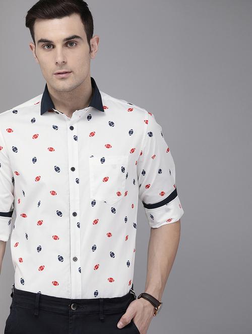 white printed casual shirt - 16912366 - Standard Image - 1