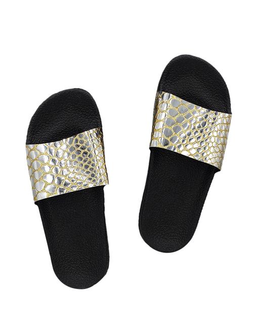 silver slip on flip flops - 16913592 - Standard Image - 1
