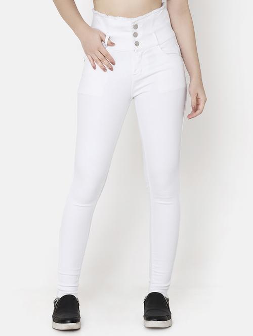 high rise frayed detail jeans - 16920557 - Standard Image - 1