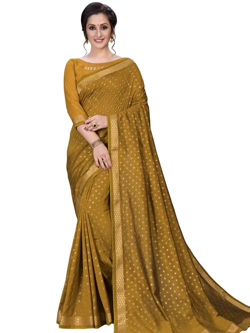 gold print printed saree with blouse - 16936033 - Standard Image - 1