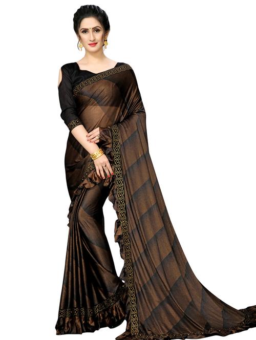 ruffle printed saree with blouse - 16936060 - Standard Image - 1