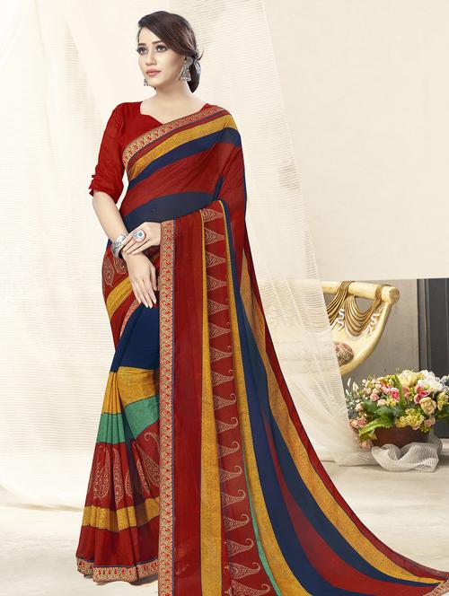 paisley printed saree with blouse - 16939571 - Standard Image - 1