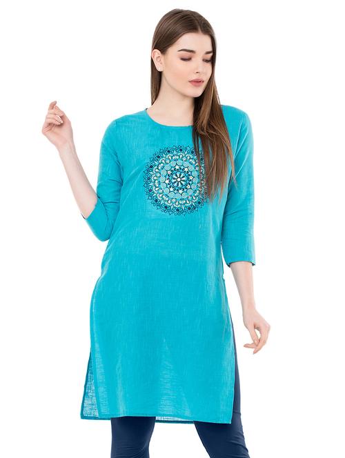 yoke embroidered straight kurta - 16943680 - Standard Image - 1