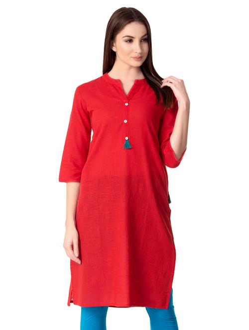 solid straight kurta - 16943686 - Standard Image - 1