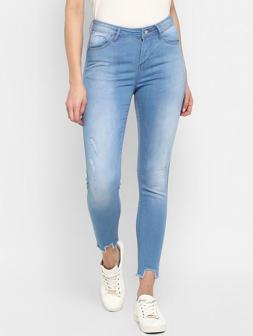 frayed hem stone washed jeans - 16945494 - Standard Image - 1