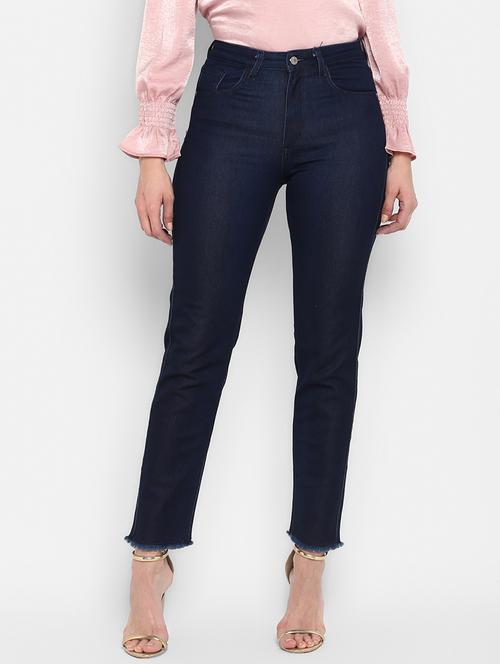 high rise frayed hem jeans - 16945508 - Standard Image - 1