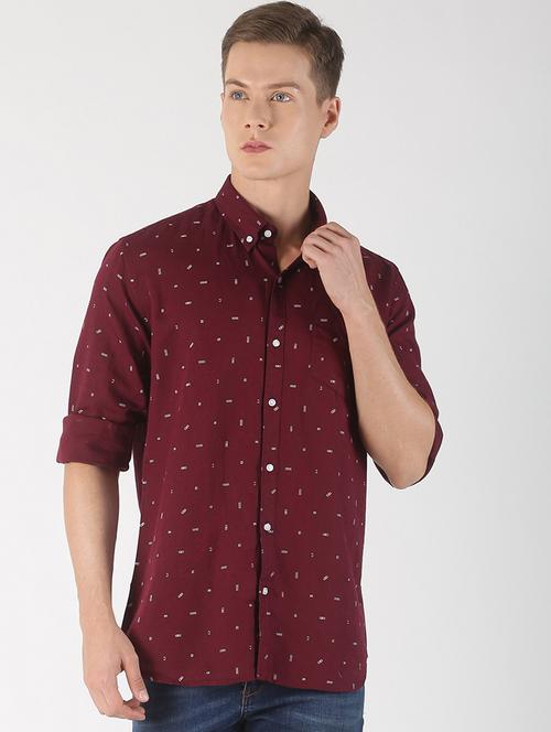 maroon printed casual shirt - 16952207 - Very Small Image - 1