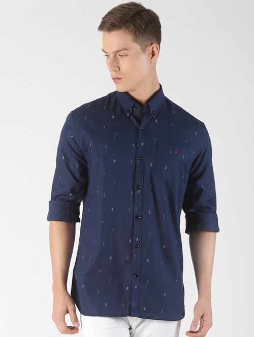 navy blue printed casual shirt - 16952209 - Very Small Image - 1