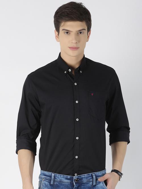 black solid casual shirt - 16952223 - Very Small Image - 1