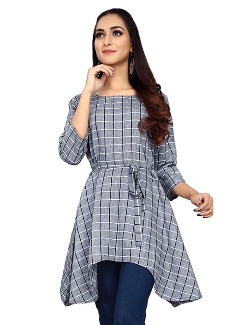 checkered asymmetric kurti - 16963200 - Very Small Image - 1