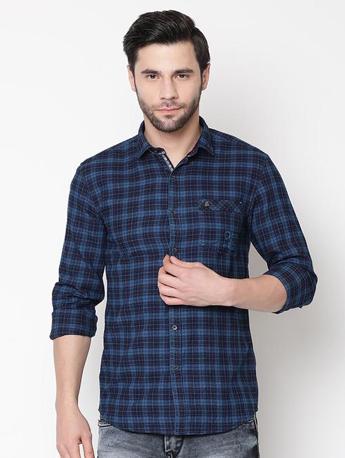 blue checkered casual shirt - 16973606 - Standard Image - 1
