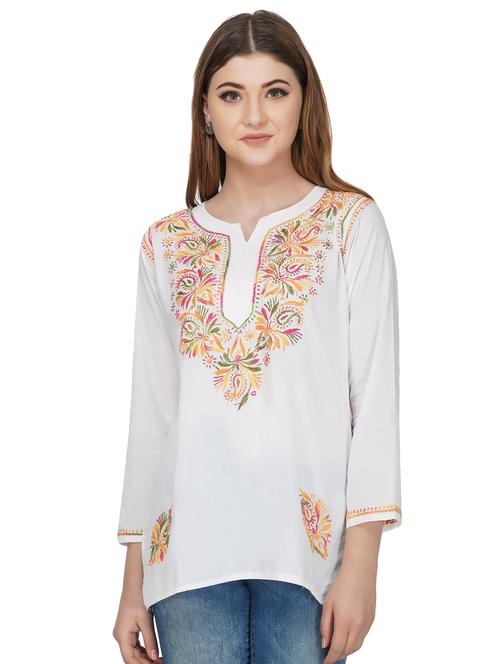 chikankari straight kurti - 16977102 - Standard Image - 1