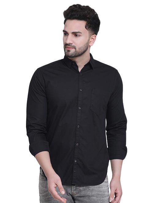 black solid casual shirt - 16979338 - Standard Image - 1