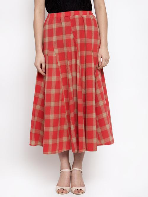 high rise checkered flared skirt - 16982013 - Standard Image - 1