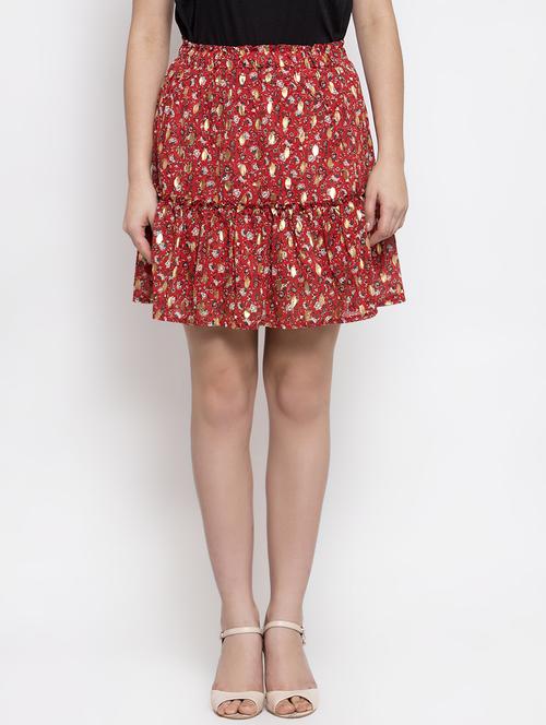high rise floral flared skirt - 16982020 - Standard Image - 1