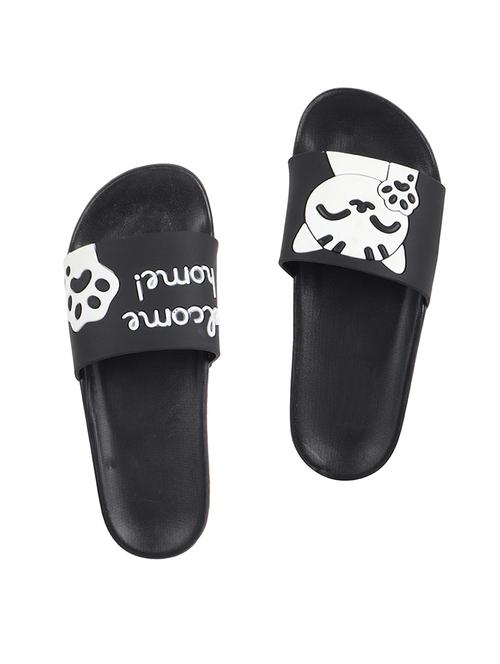 black slip on slides - 16987063 - Standard Image - 1