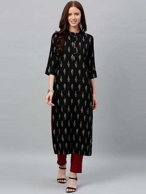 ikat print straight kurta - 16987189 - Standard Image - 1