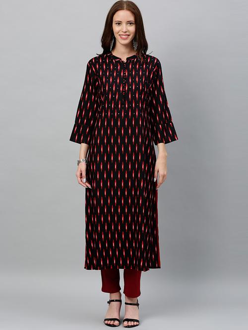 ikat print straight kurta - 16987193 - Standard Image - 1