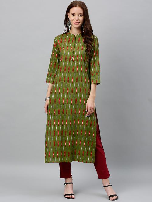 ikat print straight kurta - 16987194 - Standard Image - 1