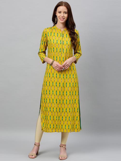 ikat print straight kurta - 16987195 - Standard Image - 1