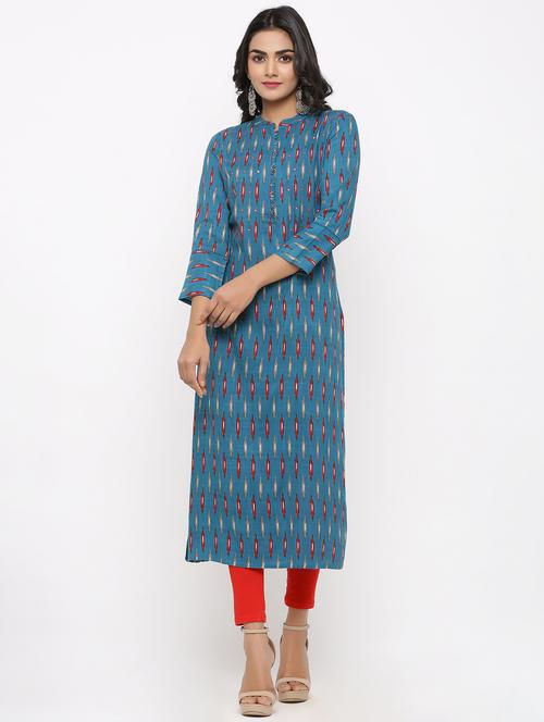 ikat print straight kurta - 16987196 - Standard Image - 1