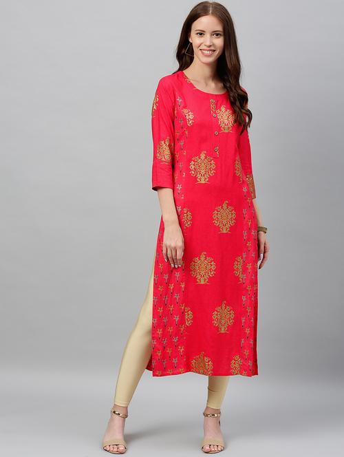 block print straight kurta - 16987246 - Standard Image - 1