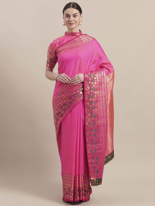 solid banarasi saree with blouse - 16998078 - Standard Image - 1