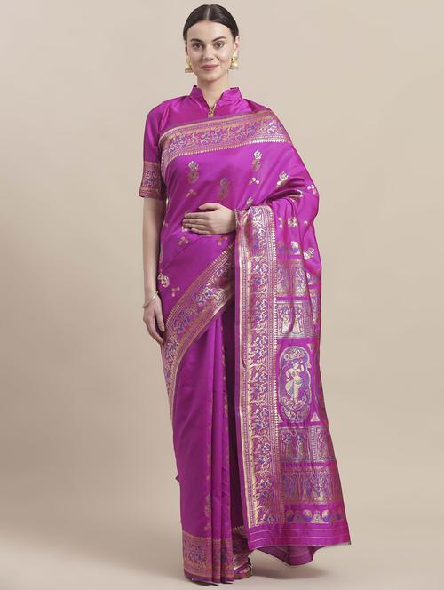 self design banarasi saree with blouse - 16998095 - Standard Image - 1