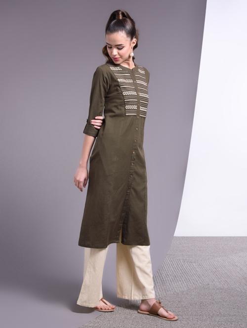 yoke embroidered kurta palazzo set - 17009129 - Standard Image - 1