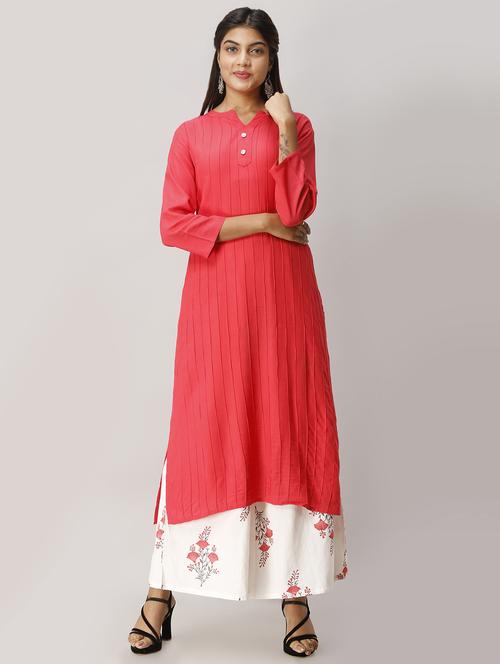 solid pintucks kurta palazzo set - 17010230 - Standard Image - 1