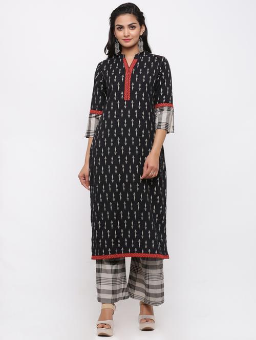ikat kurta palazzo set - 17010935 - Standard Image - 1