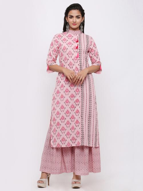 ikat print kurta palazzo set - 17010950 - Standard Image - 1