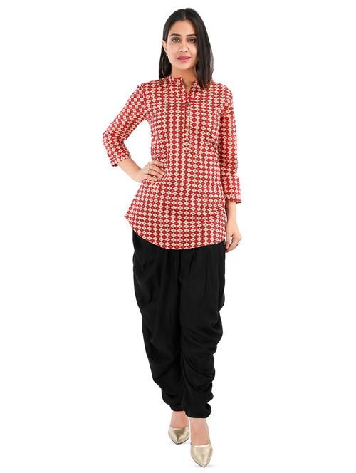 maroon cotton aline kurti - 17011879 - Standard Image - 1