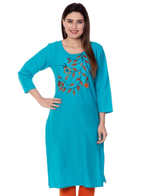 embroidered straight kurta - 17015152 - Standard Image - 1