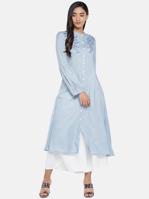 embroidered a-line kurta - 17072300 - Standard Image - 1