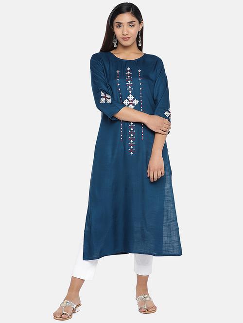embroidered straight kurta - 17072317 - Standard Image - 1